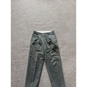 Vintage Banana Republic Men's 33x32 Pleated Green Cotton Solid Regular Fit Pants